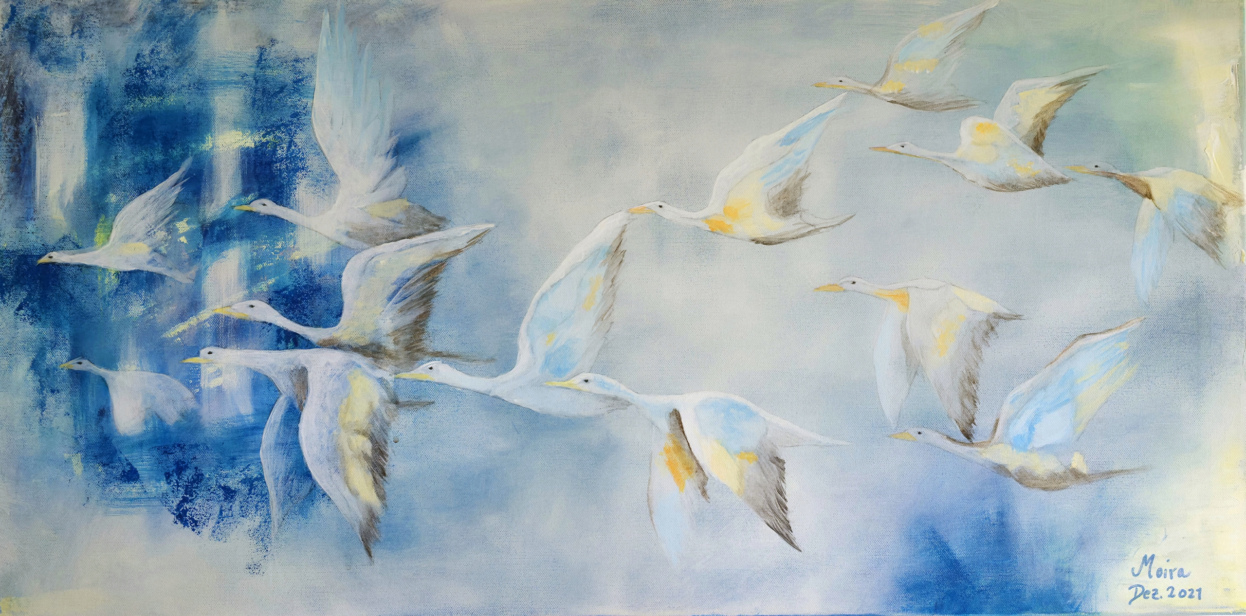 Magnolie auf Leinwand mit Öl